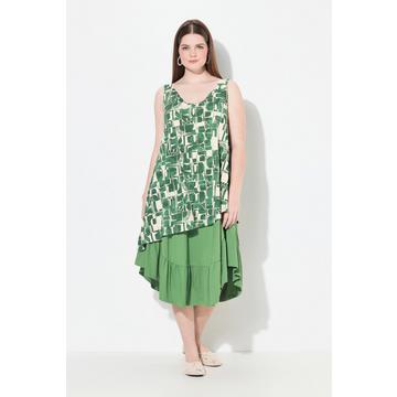 Abito midi dal taglio svasato e smanicato con scollo a V