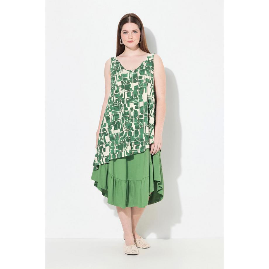 Ulla Popken Abito midi linea ad A senza maniche scollo a V  