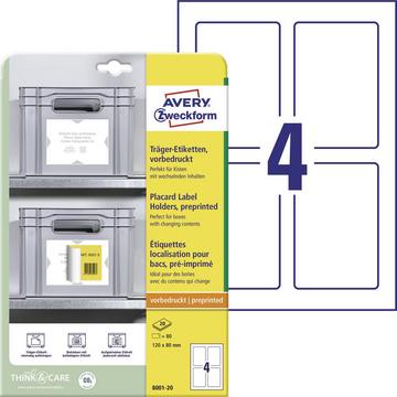 Träger-Etiketten 120 x 80 mm Polypropylen Weiß, Hellgrau 80 St. Permanent haftend