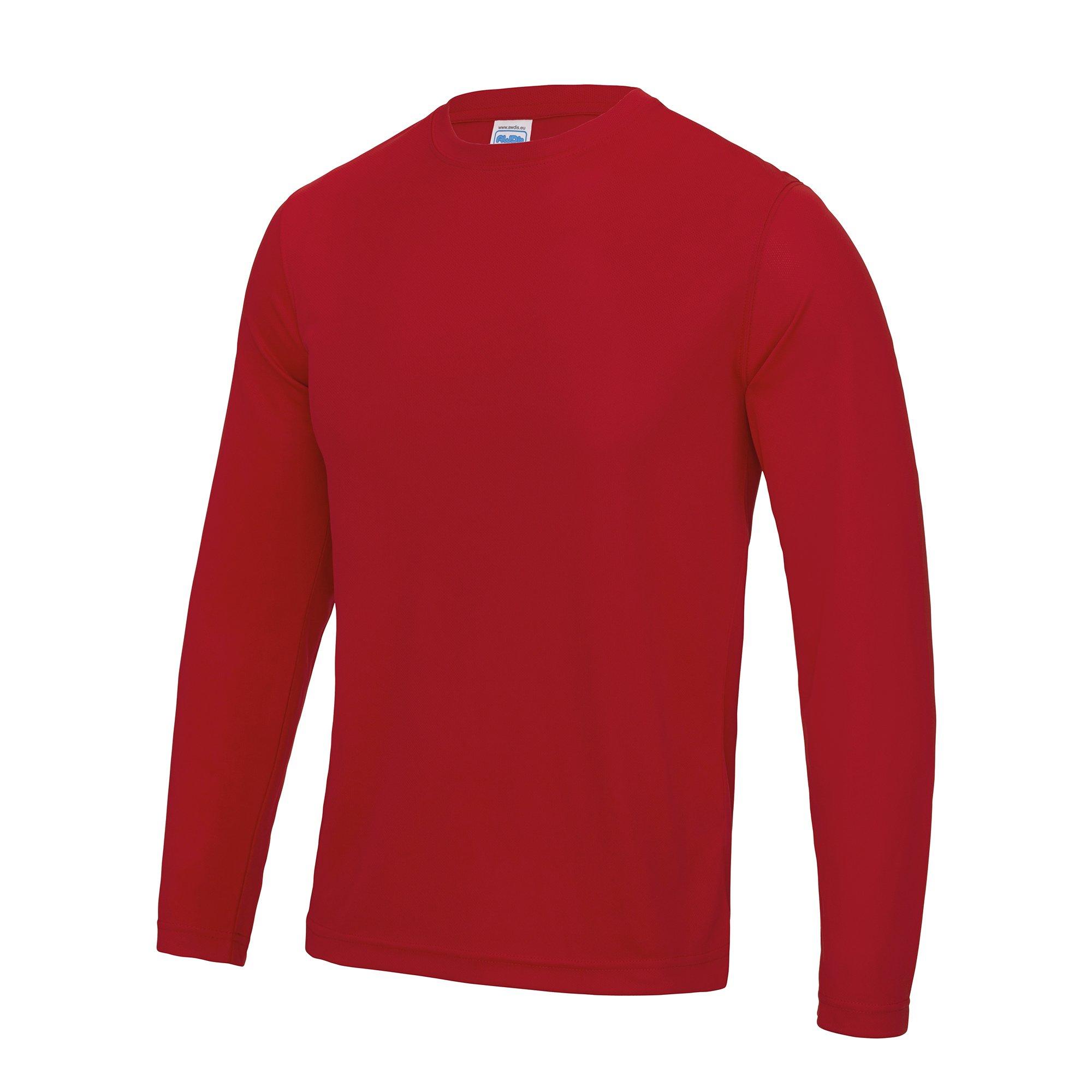 Image of Supercool Performance Langarm Plain T-shirt Herren Rot Bunt M