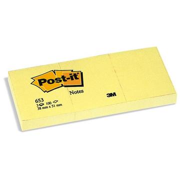 POST-IT Block 38x51mm 653Y gelb/100 Blatt 3 Stück