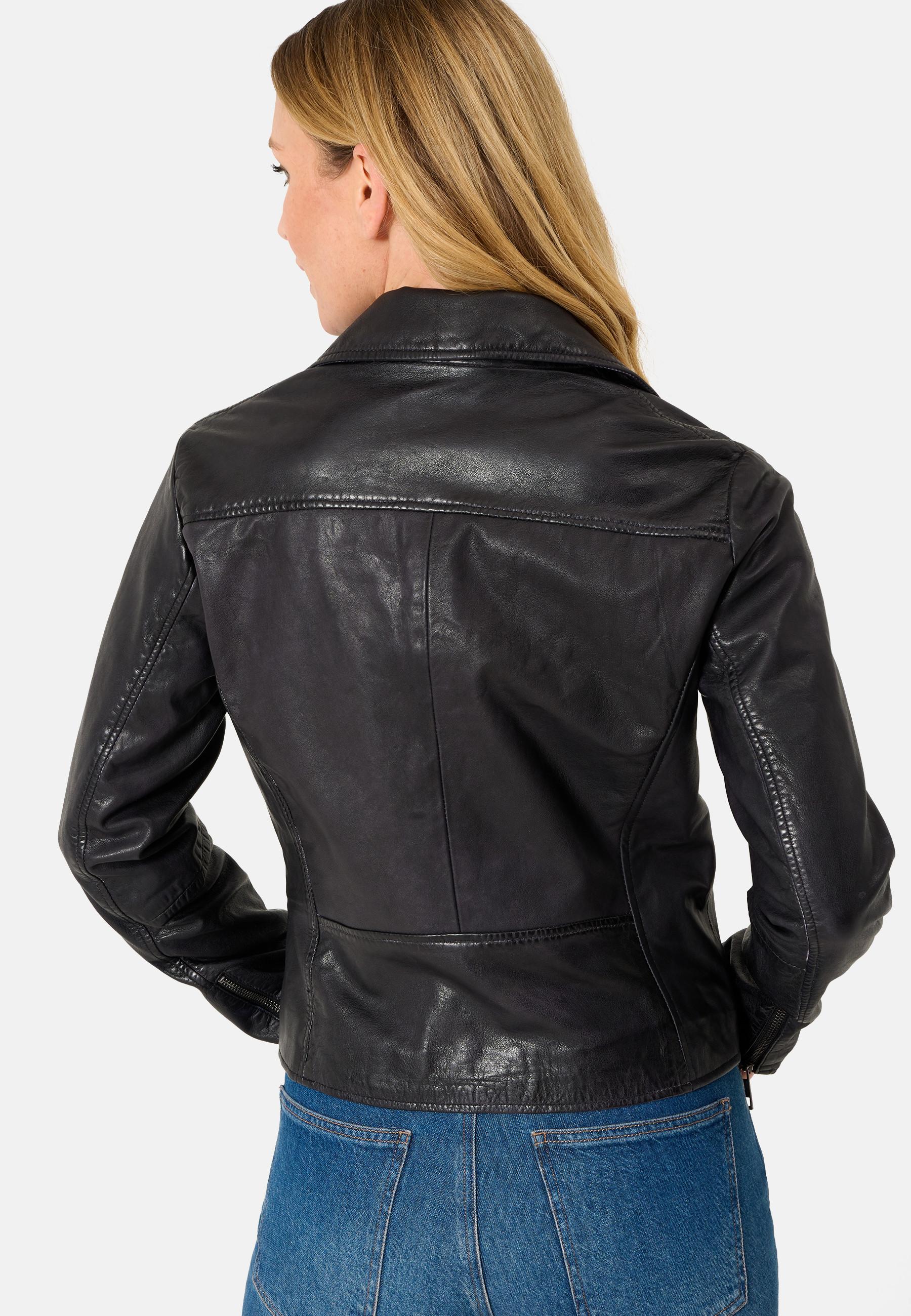 RICANO  Giacca in pelle per donna, biker con colletto revers 