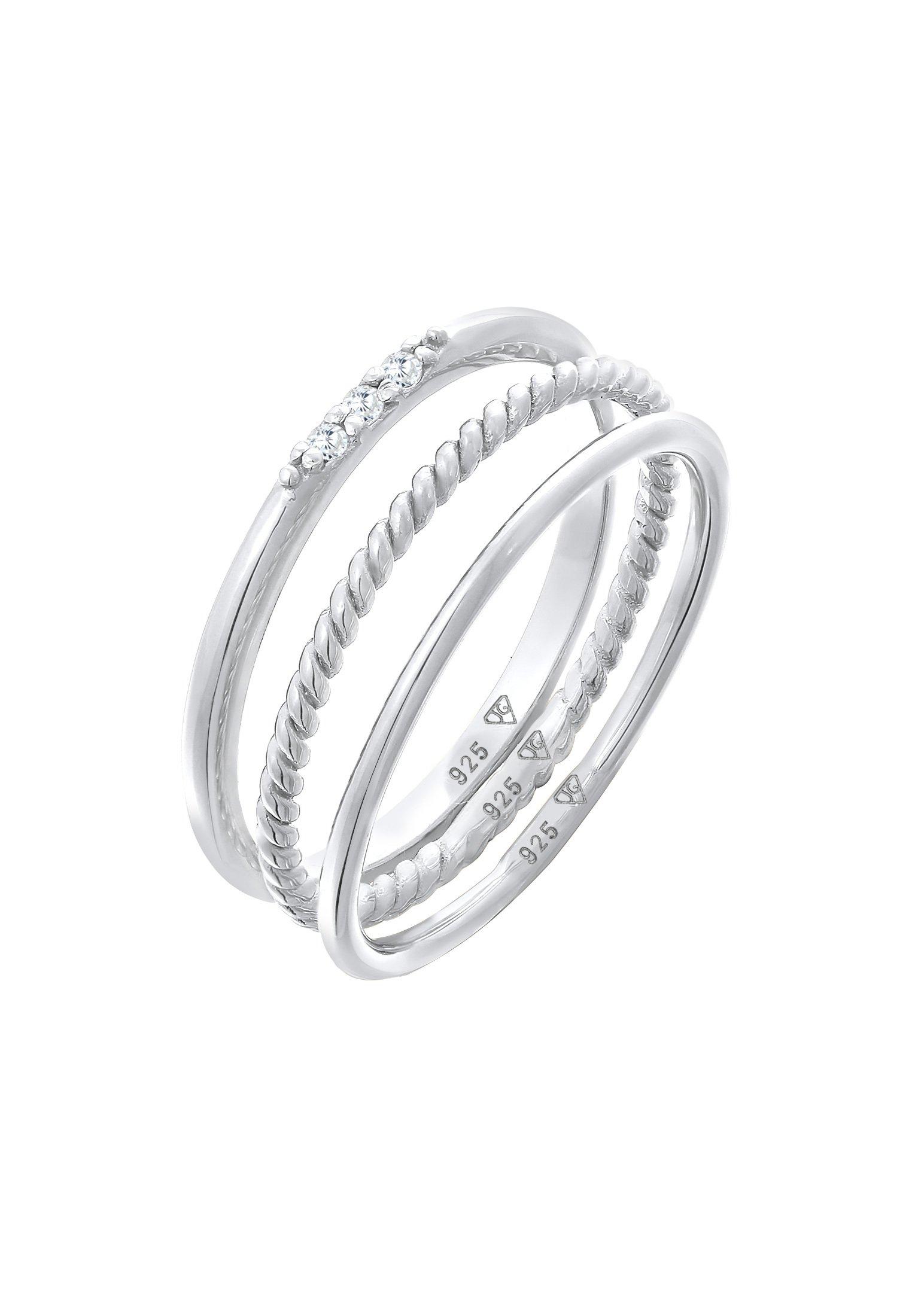 Image of Ring Stapelringe Zirkonia Basic 3er Set Damen Silber 56mm