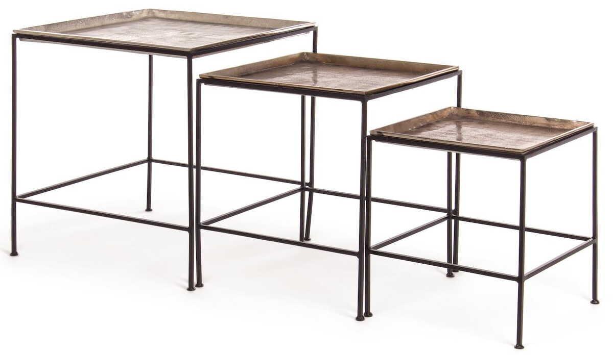 mutoni Table d&#039;appoint Amira carrée (lot de 3)  