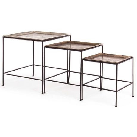 mutoni Table d&#039;appoint Amira carrée (lot de 3)  