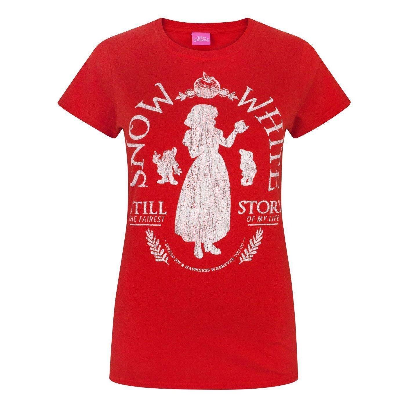 Image of Snow White Distress Tshirt Damen Rot Bunt L