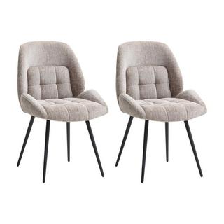 Maison Céphy Lot de 2 chaises en tissu texturé et métal - Taupe - LIONIZA de Maison Céphy  