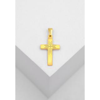 MUAU Schmuck  Pendentif croix or jaune 750, 25x12mm 