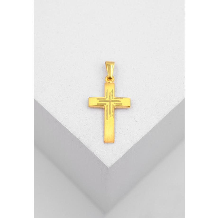 MUAU Schmuck  Anhänger Kreuz Gelbgold 750, 25x12mm 