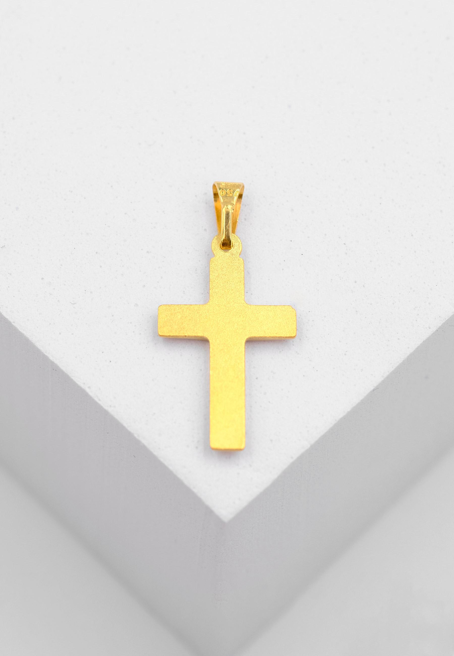 MUAU Schmuck  Pendentif croix or jaune 750, 25x12mm 