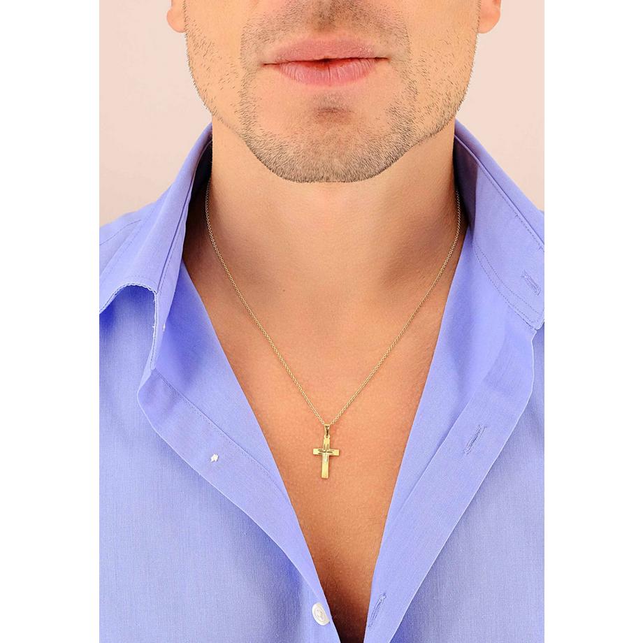 MUAU Schmuck  Anhänger Kreuz Gelbgold 750, 25x12mm 