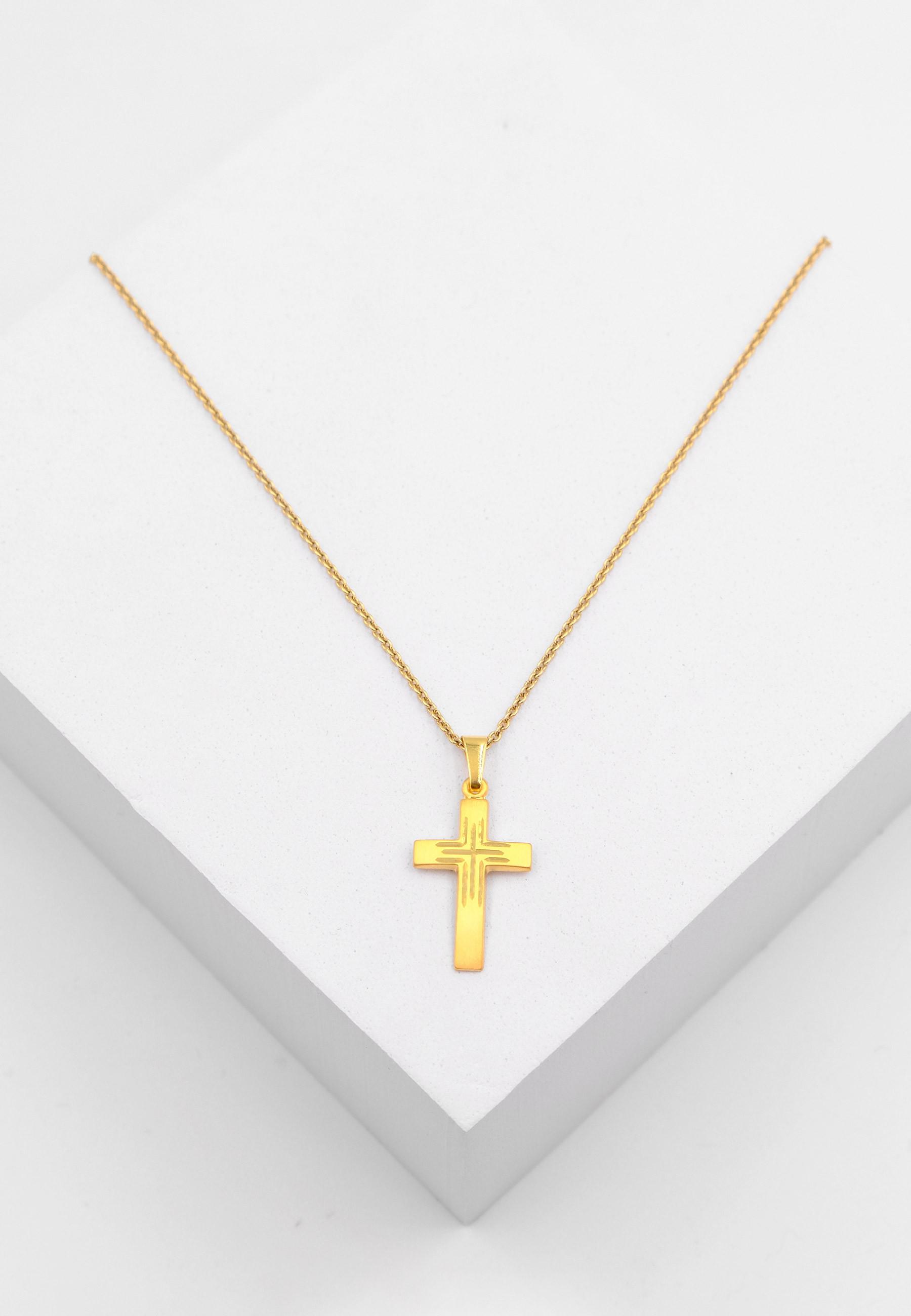 MUAU Schmuck  Pendentif croix or jaune 750, 25x12mm 