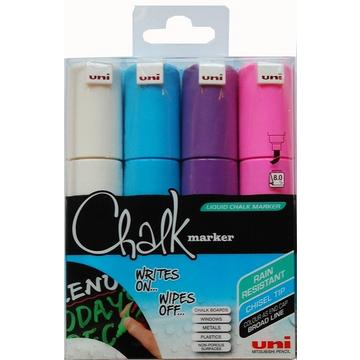 UNI-BALL Chalk Marker 8mm PWE8M.4C.2 4 Farben, Etui