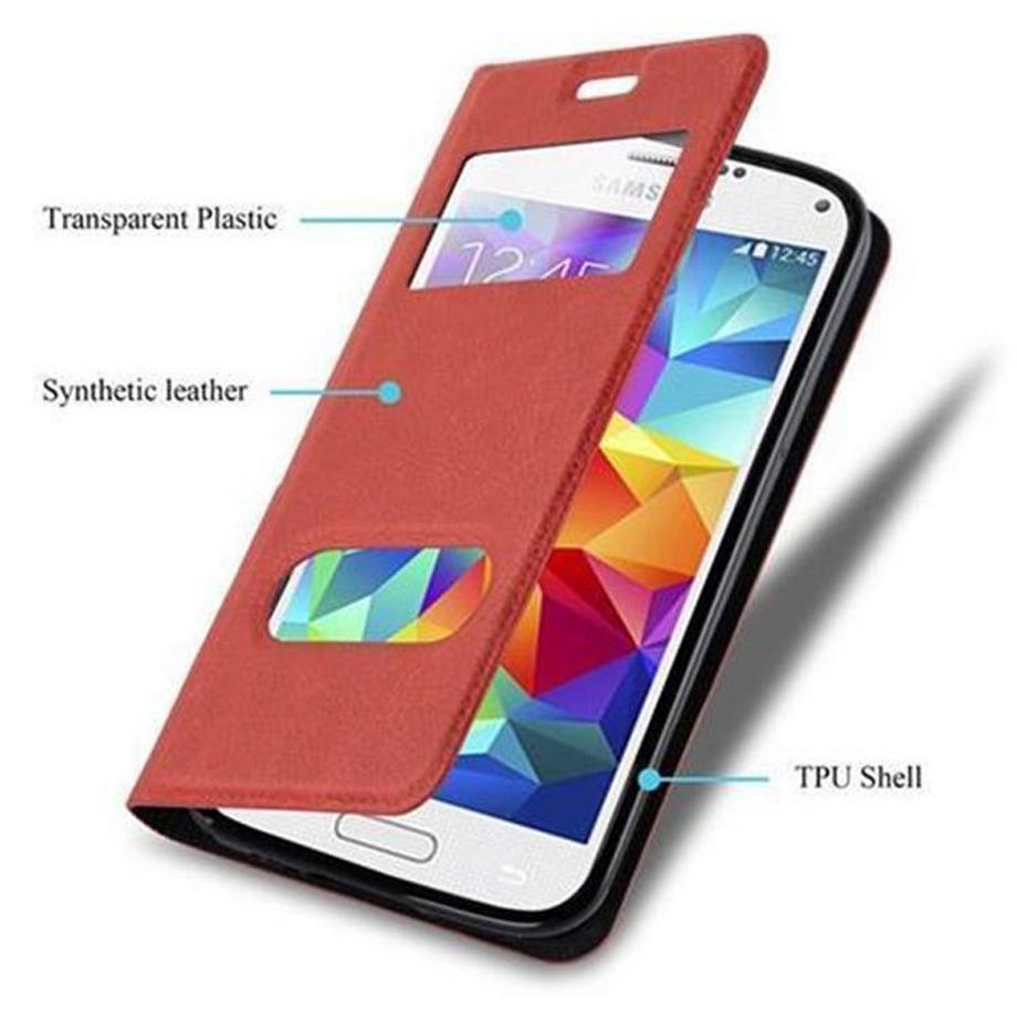 Cadorabo  Hülle für Samsung Galaxy S5 MINI / S5 MINI DUOS Magnetverschluss, 2 Sichtfenstern 