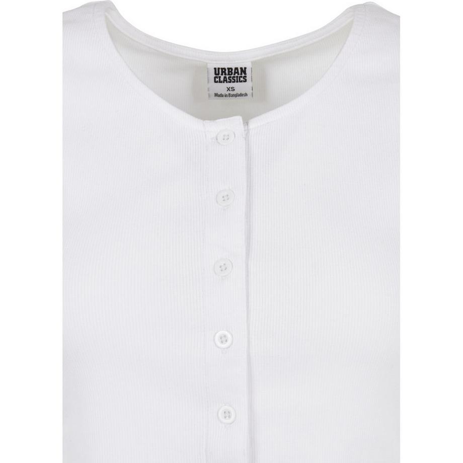 URBAN CLASSICS Geripptes Cropped Button Up T-Shirt  