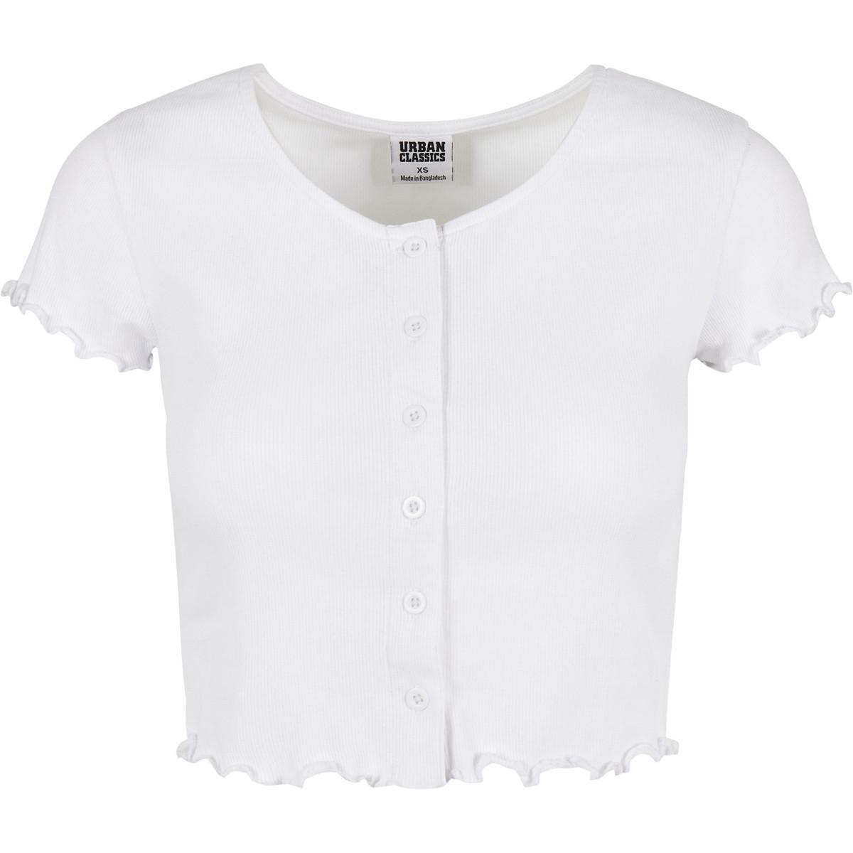 URBAN CLASSICS  T-shirt femme  cropped button up rib-grandes tailles 