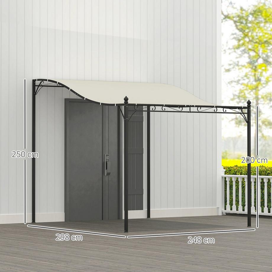 Northio Anbaupavillon Pergola mit Dach, Wasserabweisend Pavillon Vordach, freistehend Gartenpavillon Terrassenpavillon Überdachung Sonnenschutz für Terrasse Garten ca. 2,5x3x2,5 m Cremeweiß Aosom  