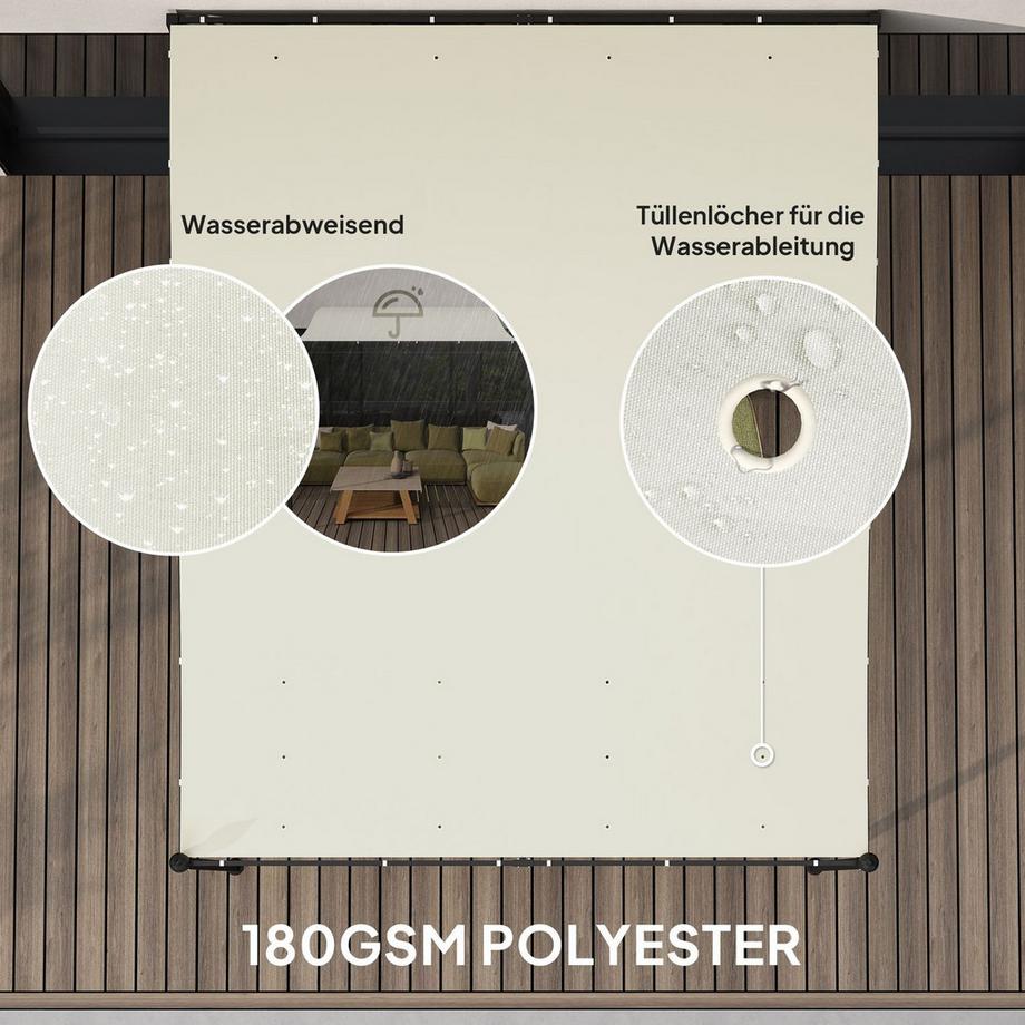 Northio Anbaupavillon Pergola mit Dach, Wasserabweisend Pavillon Vordach, freistehend Gartenpavillon Terrassenpavillon Überdachung Sonnenschutz für Terrasse Garten ca. 2,5x3x2,5 m Cremeweiß Aosom  