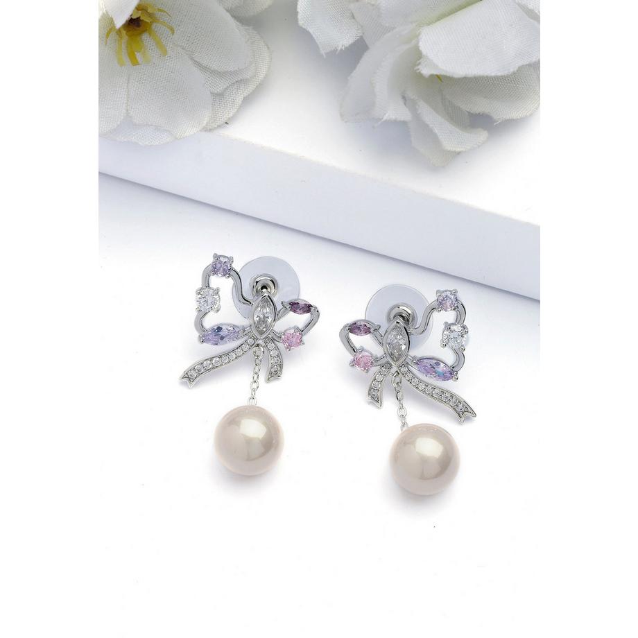 AVANT-GARDE PARIS  Silberfarbene Schmetterling-Tropfenohrringe 