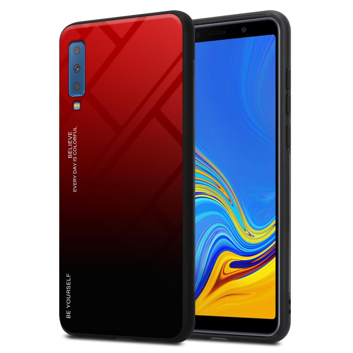 Cadorabo  Housse compatible avec Samsung Galaxy A7 2018 - Coque de protection bicolore en silicone TPU et dos en verre trempé 