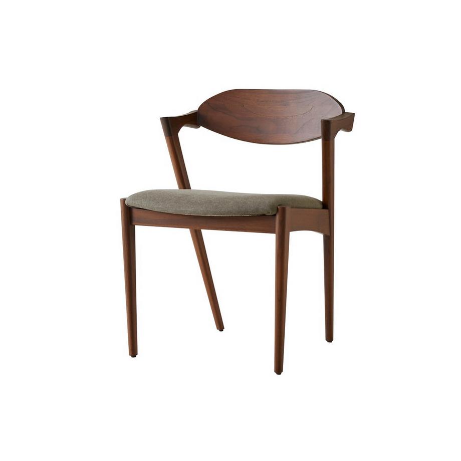 Tikamoon Stuhl Guido aus dunklem, massivem Teakholz und Stoff  