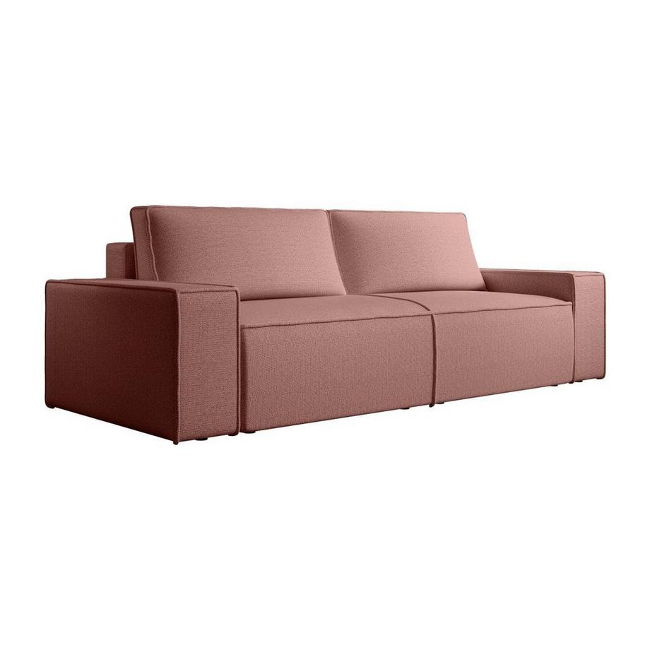 Vente-unique Canapé 4 places convertible en tissu texturé terracotta AMELIA  