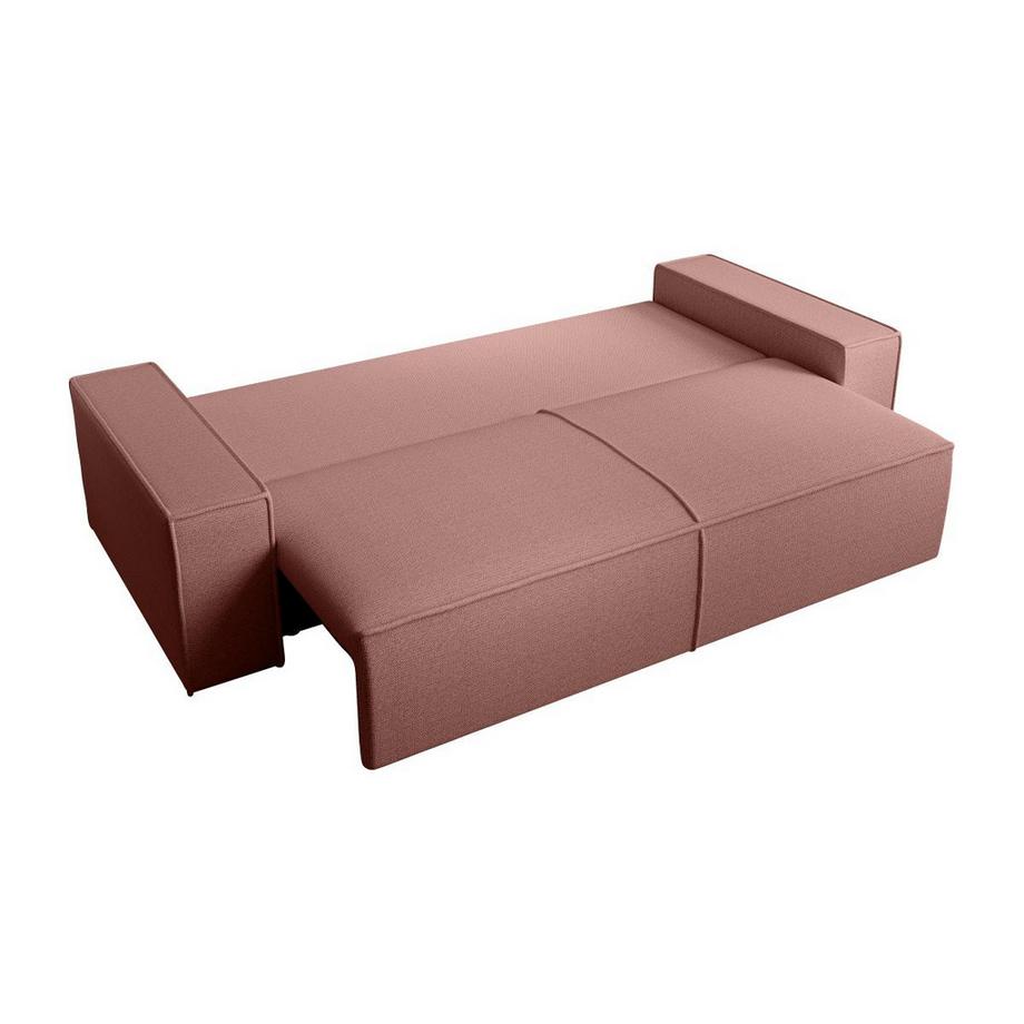 Vente-unique Canapé 4 places convertible en tissu texturé terracotta AMELIA  