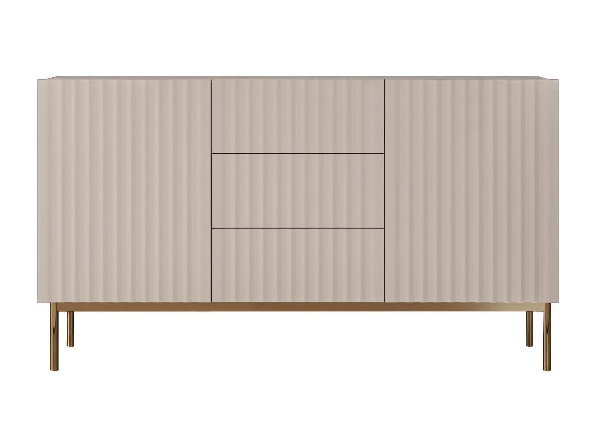 Vente-unique  Credenza con 2 ante e 3 cassetti in MDF e Acciaio Beige e Dorato - EVILANA 