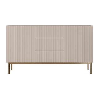 Vente-unique  Credenza con 2 ante e 3 cassetti in MDF e Acciaio Beige e Dorato - EVILANA 