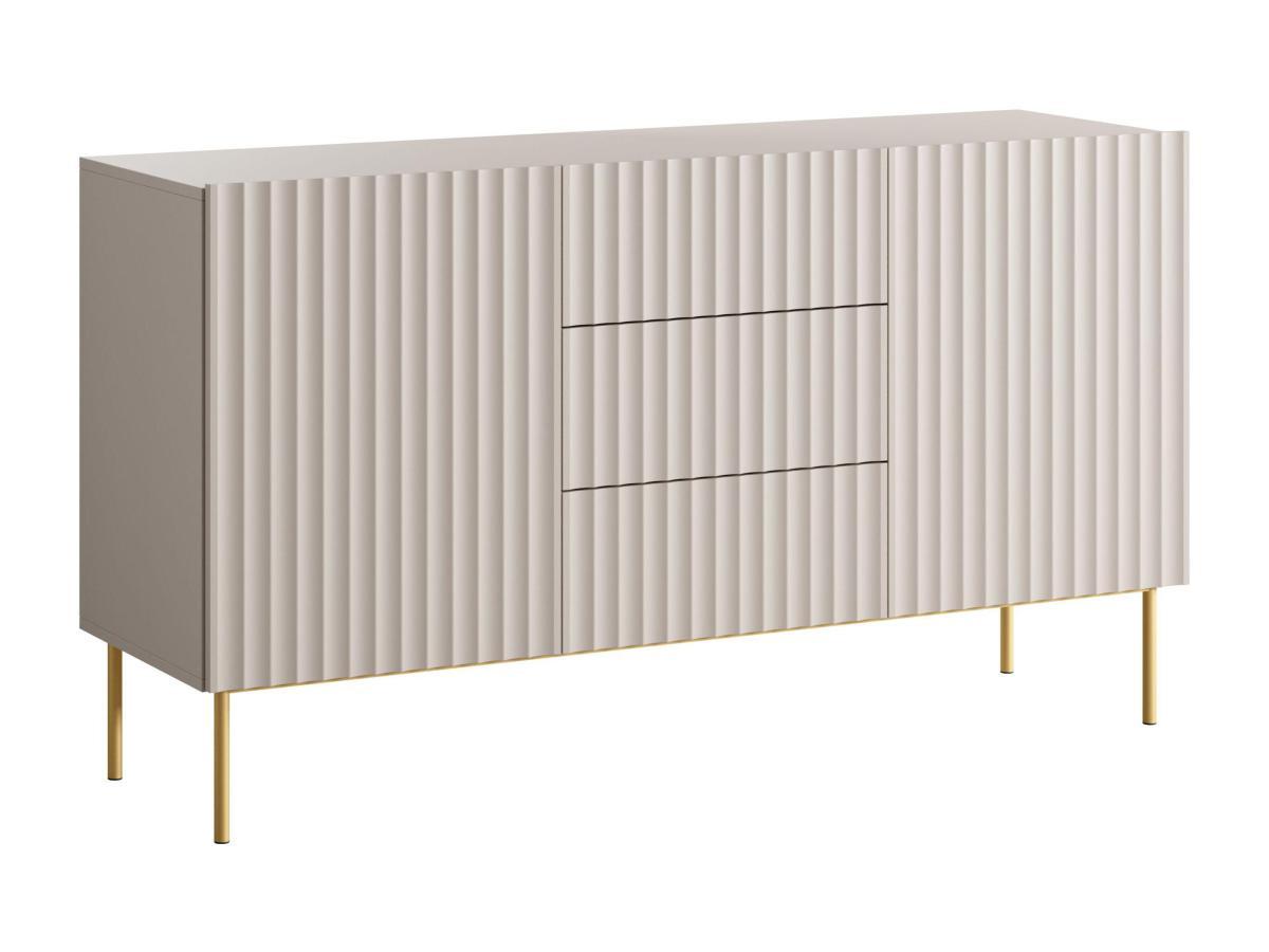 Vente-unique  Credenza con 2 ante e 3 cassetti in MDF e Acciaio Beige e Dorato - EVILANA 