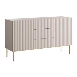 Vente-unique  Credenza con 2 ante e 3 cassetti in MDF e Acciaio Beige e Dorato - EVILANA 