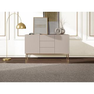 Vente-unique  Credenza con 2 ante e 3 cassetti in MDF e Acciaio Beige e Dorato - EVILANA 