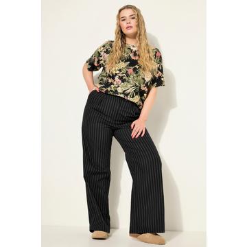 Pantalon à fines rayures, coupe Wide Legs, taille haute