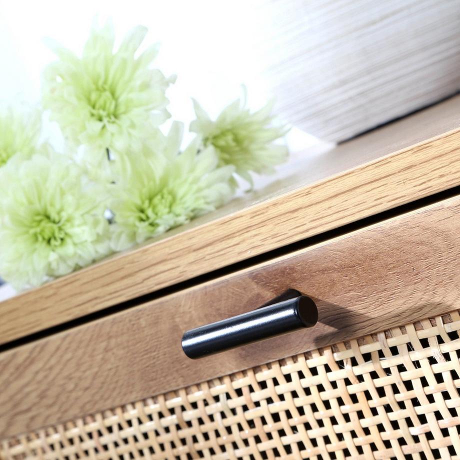 Calicosy Comodino a 2 Cassetti con Impagliatura in Rattan H51 cm - JAYA  