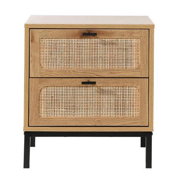 Chevet 2 Tiroirs avec Cannage Rotin H51cm - JAYA