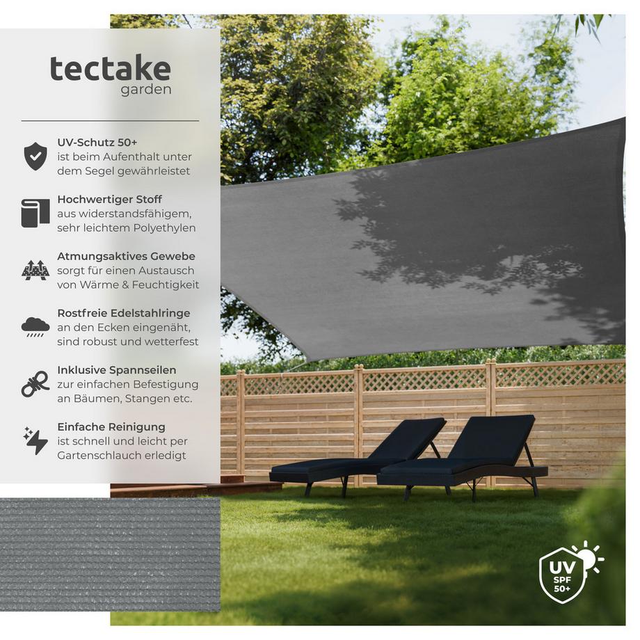 Tectake Voile d'ombrage triangulaire  rectangulaire avec une protection UV 50+  
