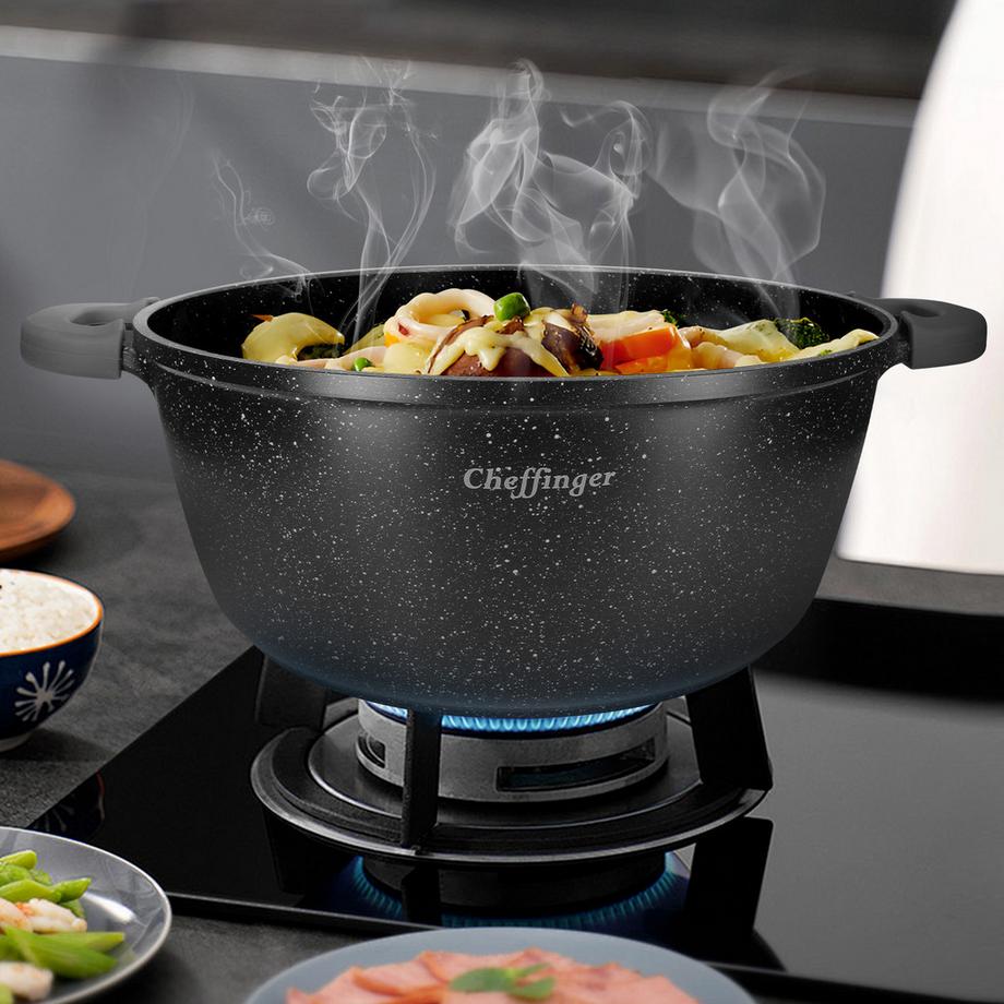 Cheffinger 3er-Set: Kochtöpfe mit Marmor-Effekt  