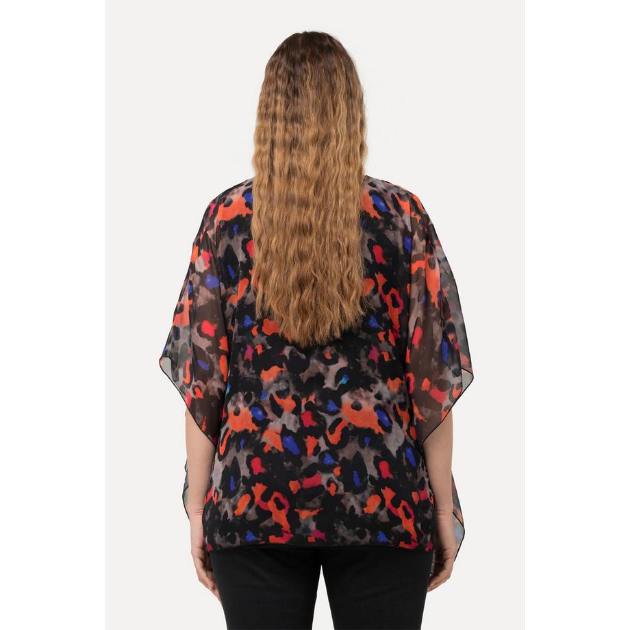 Ulla Popken Blusa Doppio Strato Oversize Scollo Rotondo Mezze Maniche  