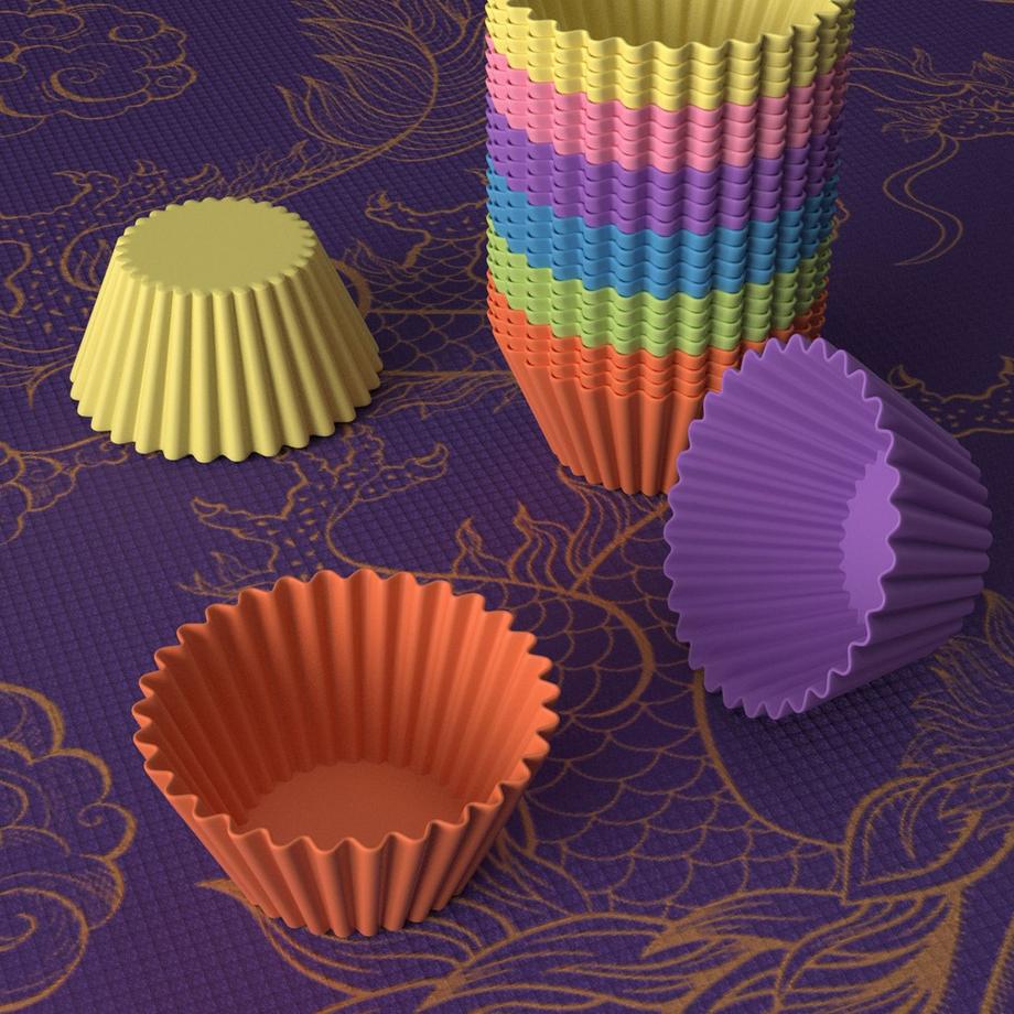 Intirilife Set Per La Cottura Di Cupcake: Stampi Per Muffin In Silicone E Sac À Poche Con Beccucci In Acciaio Inossidabile  