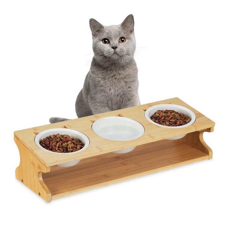 Stazione di alimentazione per gatti con 3 ciotole