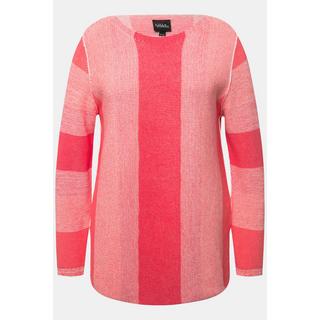 Ulla Popken  Pullover con righe, scollo a girocollo e maniche lunghe 