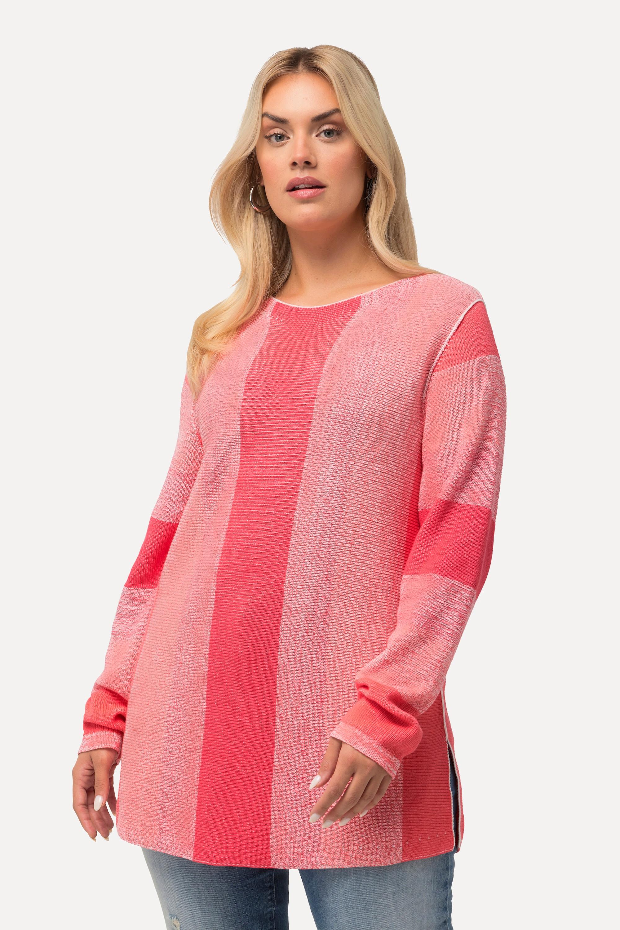 Ulla Popken  Pullover con righe, scollo a girocollo e maniche lunghe 