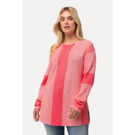 Ulla Popken  Pullover con righe, scollo a girocollo e maniche lunghe 