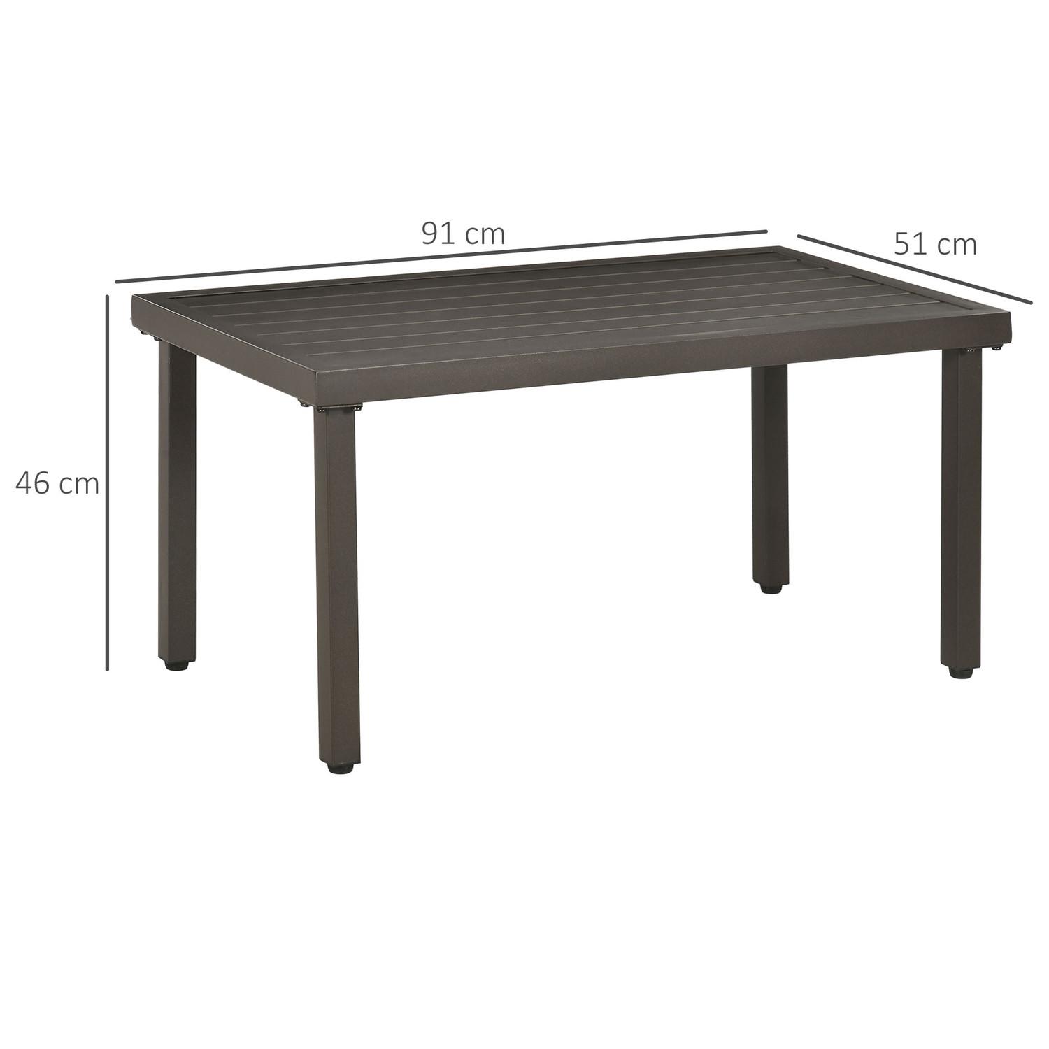 Northio Table Basse, Table De Jardin Aspect Bois, Table Basse Rectangulaire, Table De Jardin Pour Balcon, Patio, Acier, Marron, 91 X 51 X 46 Cm  