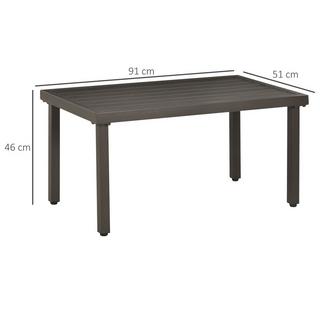 Northio Table Basse, Table De Jardin Aspect Bois, Table Basse Rectangulaire, Table De Jardin Pour Balcon, Patio, Acier, Marron, 91 X 51 X 46 Cm  