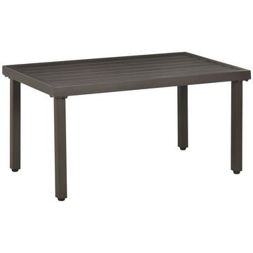 Table Basse, Table De Jardin Aspect Bois, Table Basse Rectangulaire, Table De Jardin Pour Balcon, Patio, Acier, Marron, 91 X 51 X 46 Cm