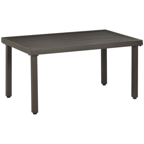 Northio Table Basse, Table De Jardin Aspect Bois, Table Basse Rectangulaire, Table De Jardin Pour Balcon, Patio, Acier, Marron, 91 X 51 X 46 Cm  