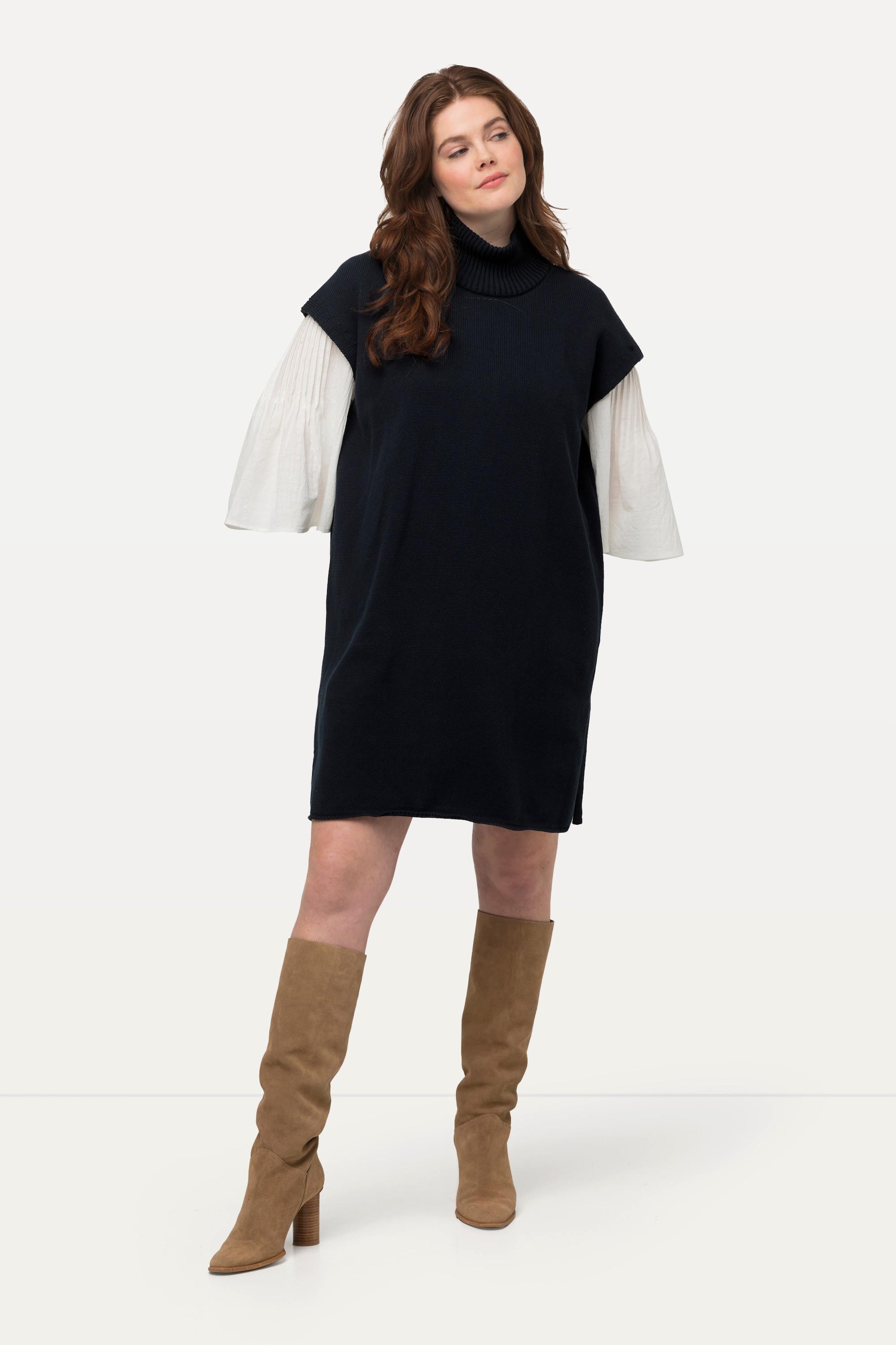 Ulla Popken Abito Mini Maglia Collo Alto Senza Maniche Cotone Biologico  