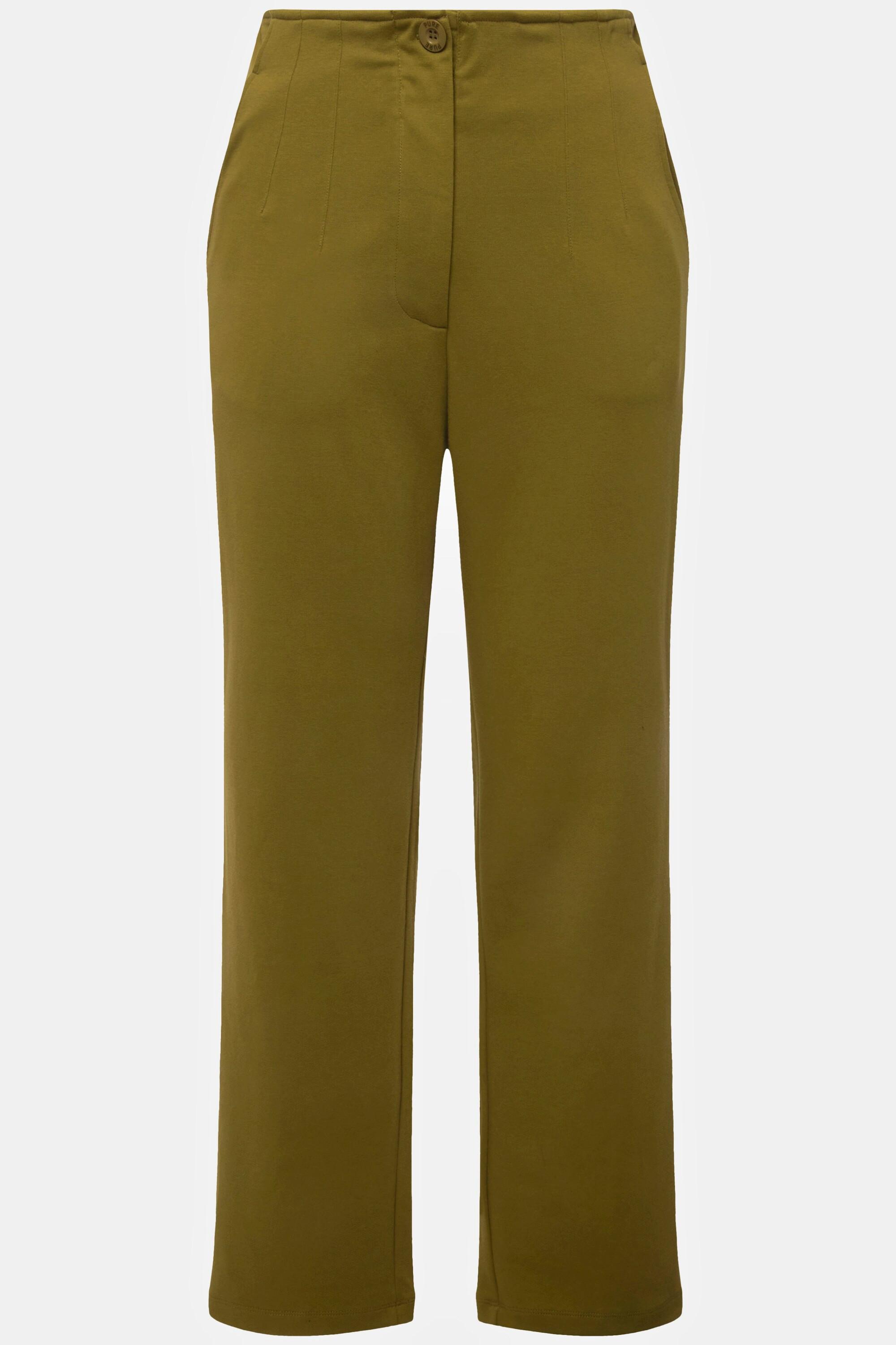 Ulla Popken  Pantalon en jersey Point de Rome, en coton bio, ceinture élastique 