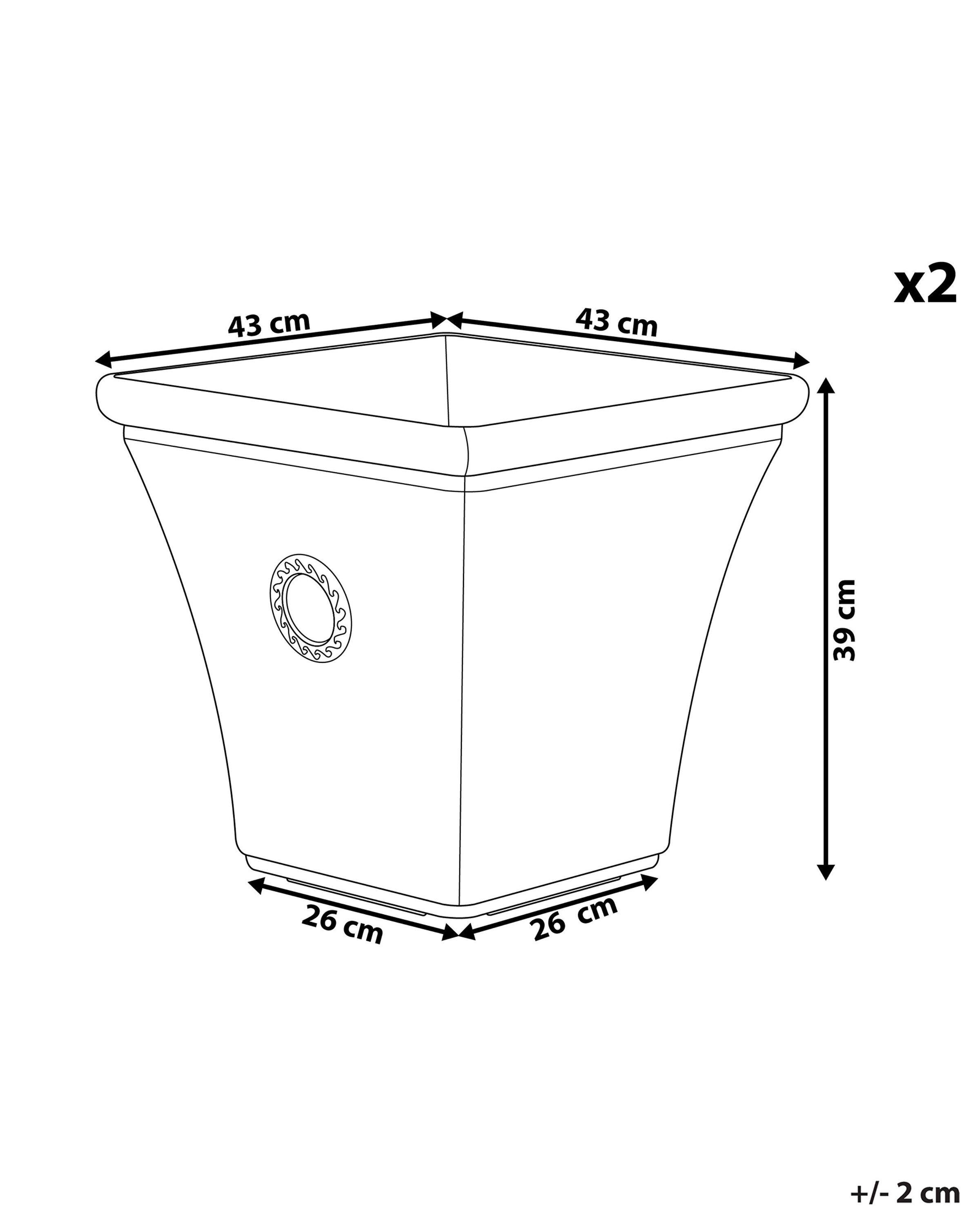 Beliani Lot de 2 pots de fleurs en Mélange de pierre Rétro ELATEIA  